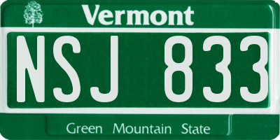 VT license plate NSJ833