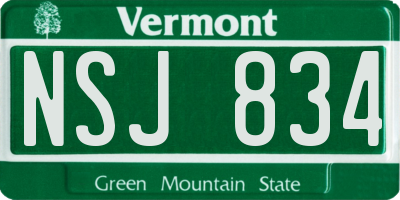 VT license plate NSJ834