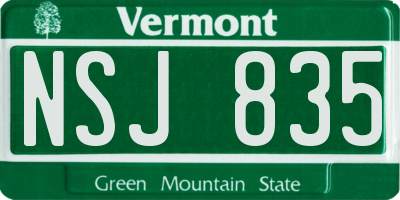VT license plate NSJ835