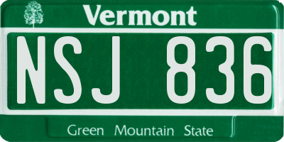 VT license plate NSJ836