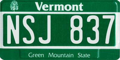VT license plate NSJ837