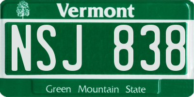 VT license plate NSJ838