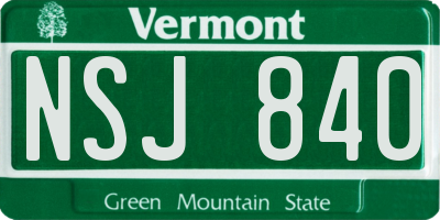 VT license plate NSJ840