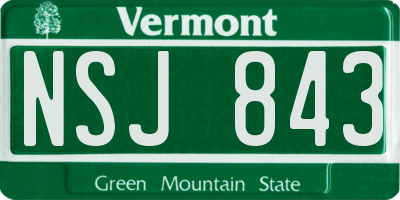 VT license plate NSJ843