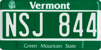 VT license plate NSJ844