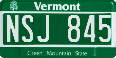 VT license plate NSJ845