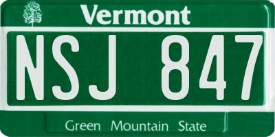 VT license plate NSJ847
