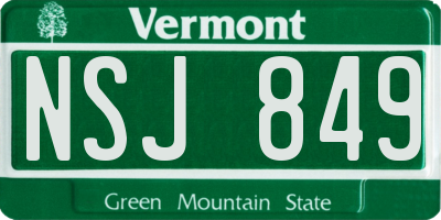 VT license plate NSJ849