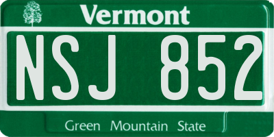 VT license plate NSJ852