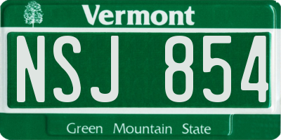 VT license plate NSJ854