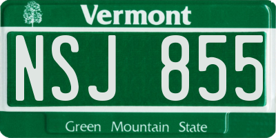 VT license plate NSJ855