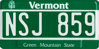 VT license plate NSJ859