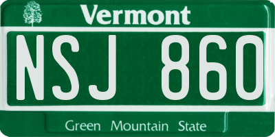 VT license plate NSJ860