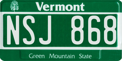 VT license plate NSJ868