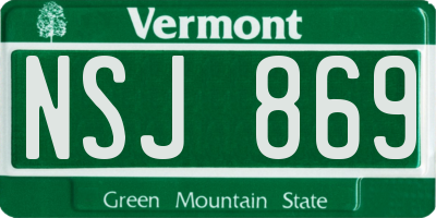 VT license plate NSJ869