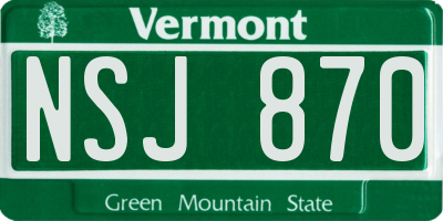 VT license plate NSJ870
