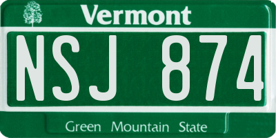 VT license plate NSJ874