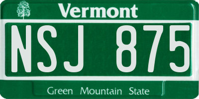 VT license plate NSJ875
