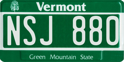 VT license plate NSJ880