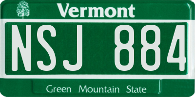 VT license plate NSJ884