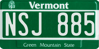 VT license plate NSJ885