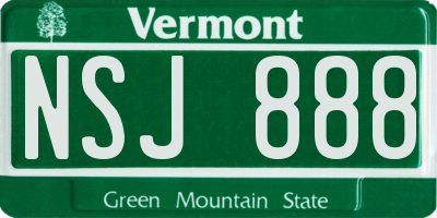 VT license plate NSJ888