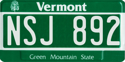 VT license plate NSJ892