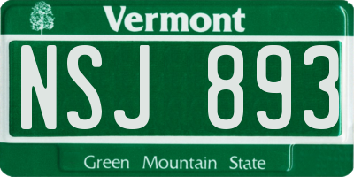 VT license plate NSJ893