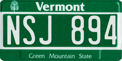 VT license plate NSJ894