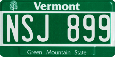 VT license plate NSJ899