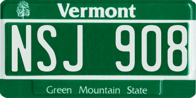 VT license plate NSJ908