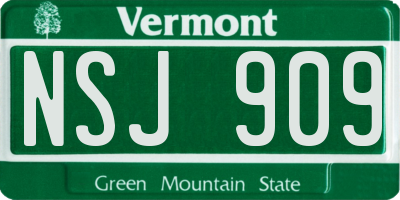 VT license plate NSJ909