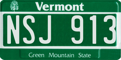 VT license plate NSJ913