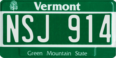 VT license plate NSJ914
