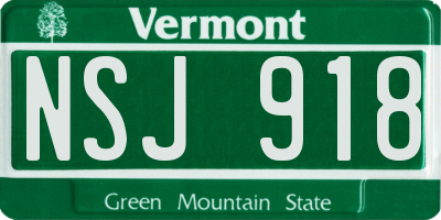 VT license plate NSJ918