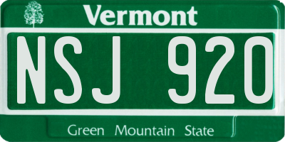 VT license plate NSJ920