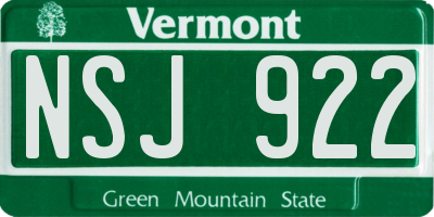 VT license plate NSJ922