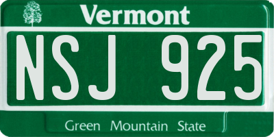 VT license plate NSJ925