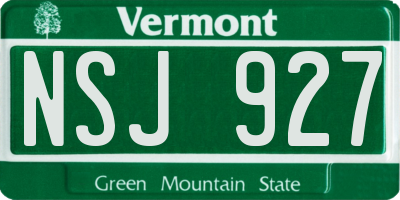 VT license plate NSJ927