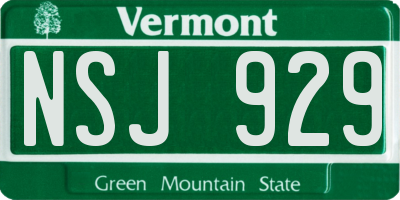 VT license plate NSJ929