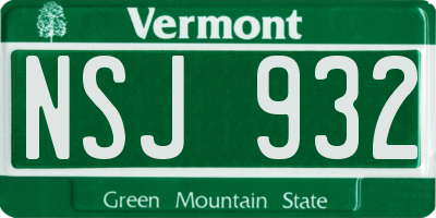 VT license plate NSJ932