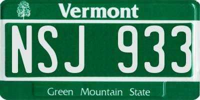 VT license plate NSJ933