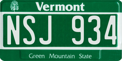 VT license plate NSJ934