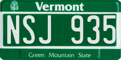 VT license plate NSJ935