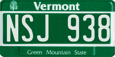 VT license plate NSJ938