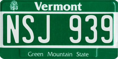 VT license plate NSJ939