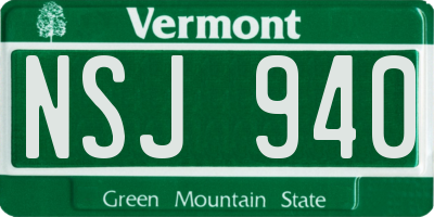 VT license plate NSJ940