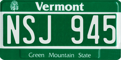 VT license plate NSJ945