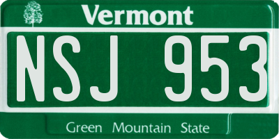VT license plate NSJ953