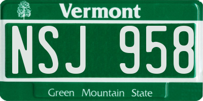 VT license plate NSJ958